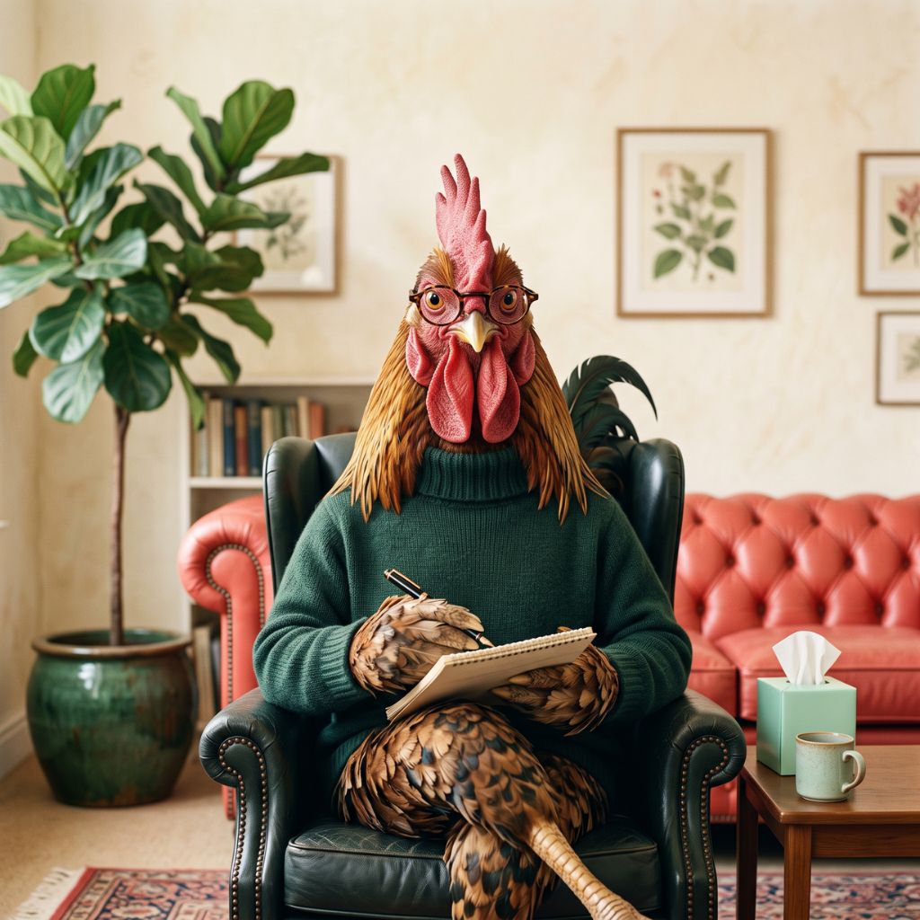 Un gallo tumbado en el diván
